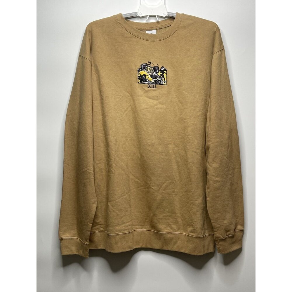 Gilgamesh XIII ROXAS EMBROIDERED Crewneck Sweater Long Sleeve Brown 2XL